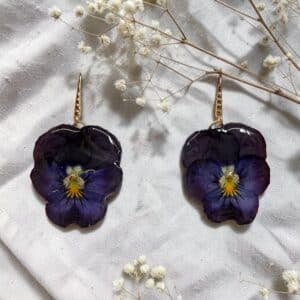 Boucles d'oreilles Pensée Séchée — Gamme Floraison