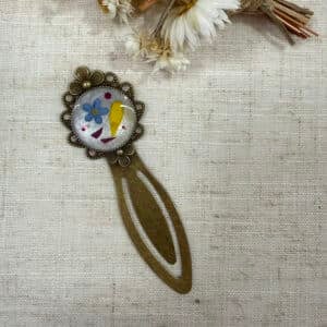 Marque page Myosotis, Rose et Ficaire